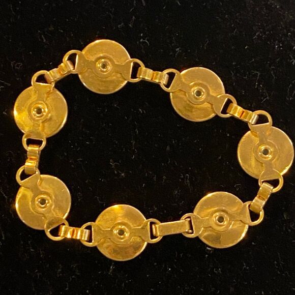 Vintage Czech Faux Peking Jade Floral Bracelet - Picture 6 of 9